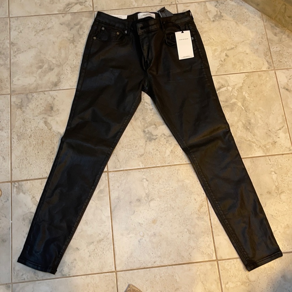 ZARA black coated skinny jeans